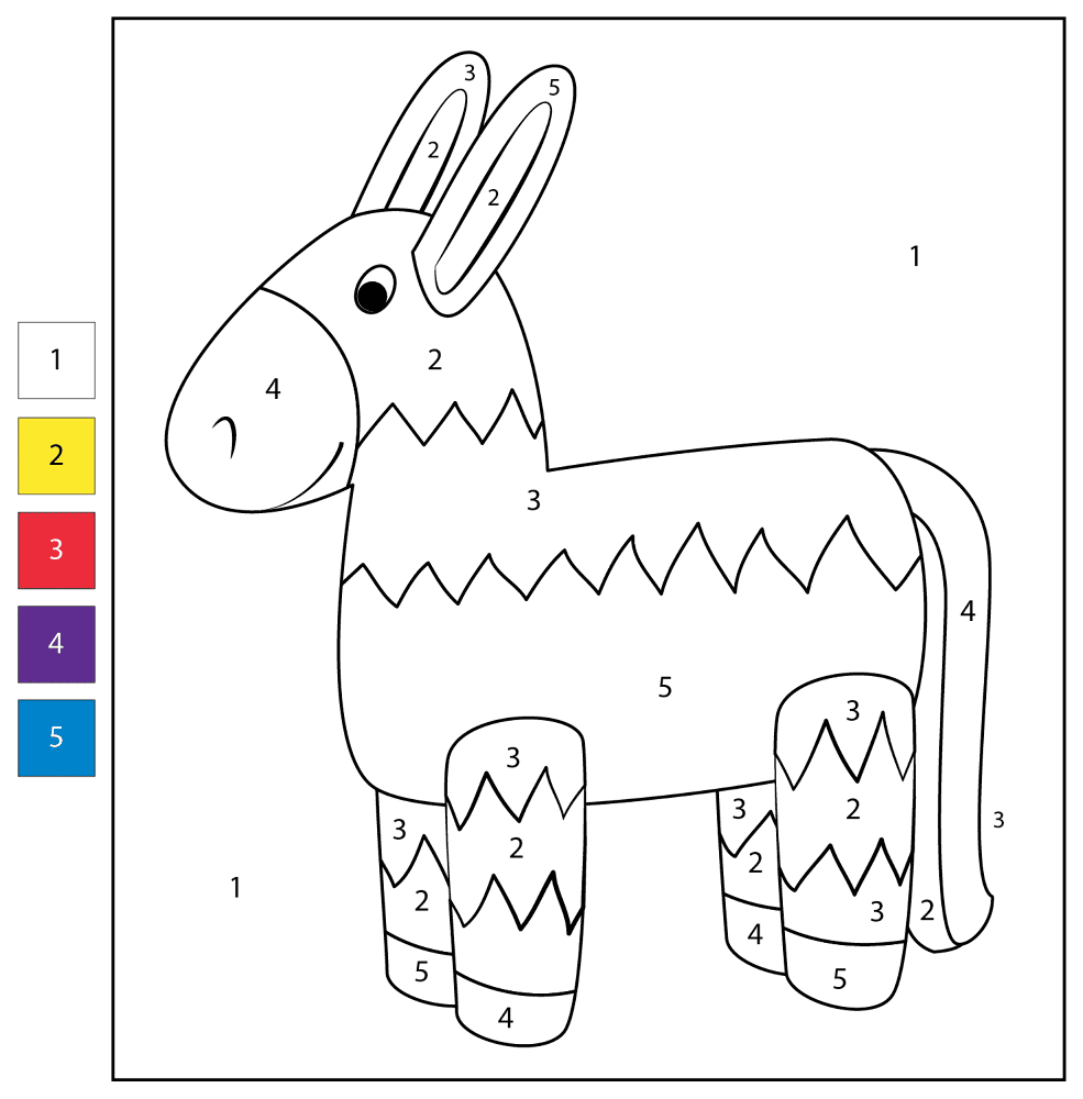 Desenho de Burros para colorir e imprimir: número 25