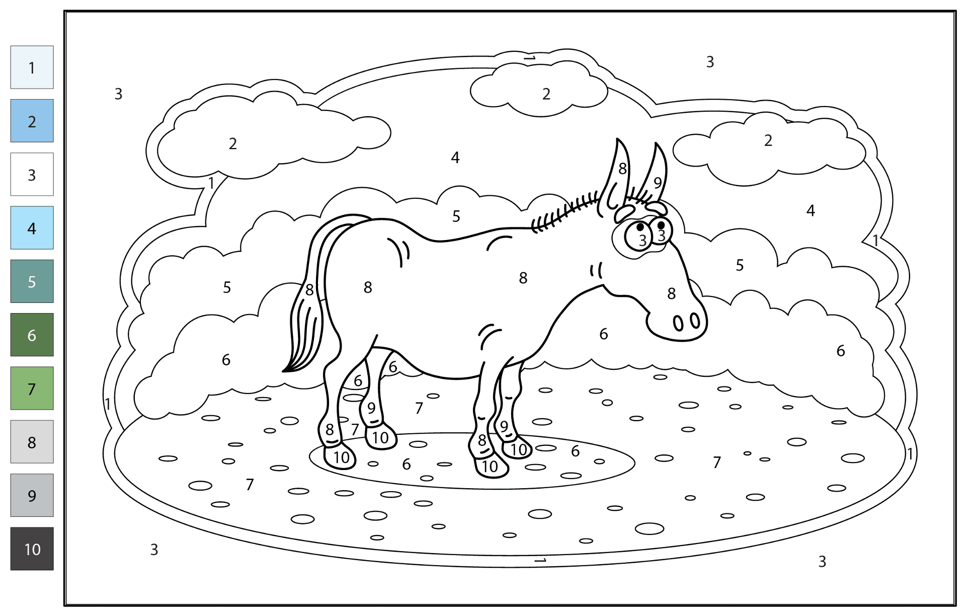Desenho de Burros para colorir e imprimir: número 39