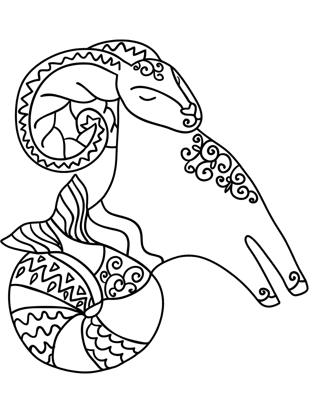 Desenho de Cabras para colorir e imprimir: número 1