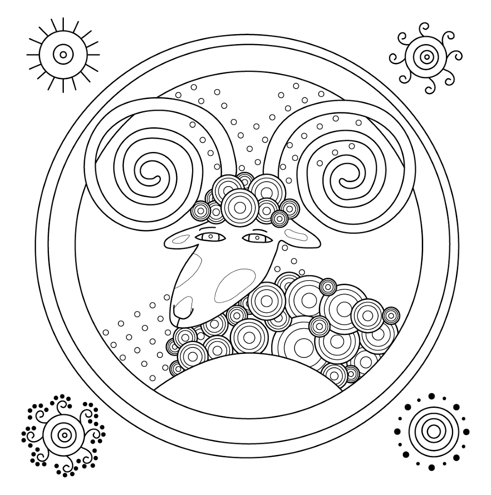 Desenho de Cabras para colorir e imprimir: número 9