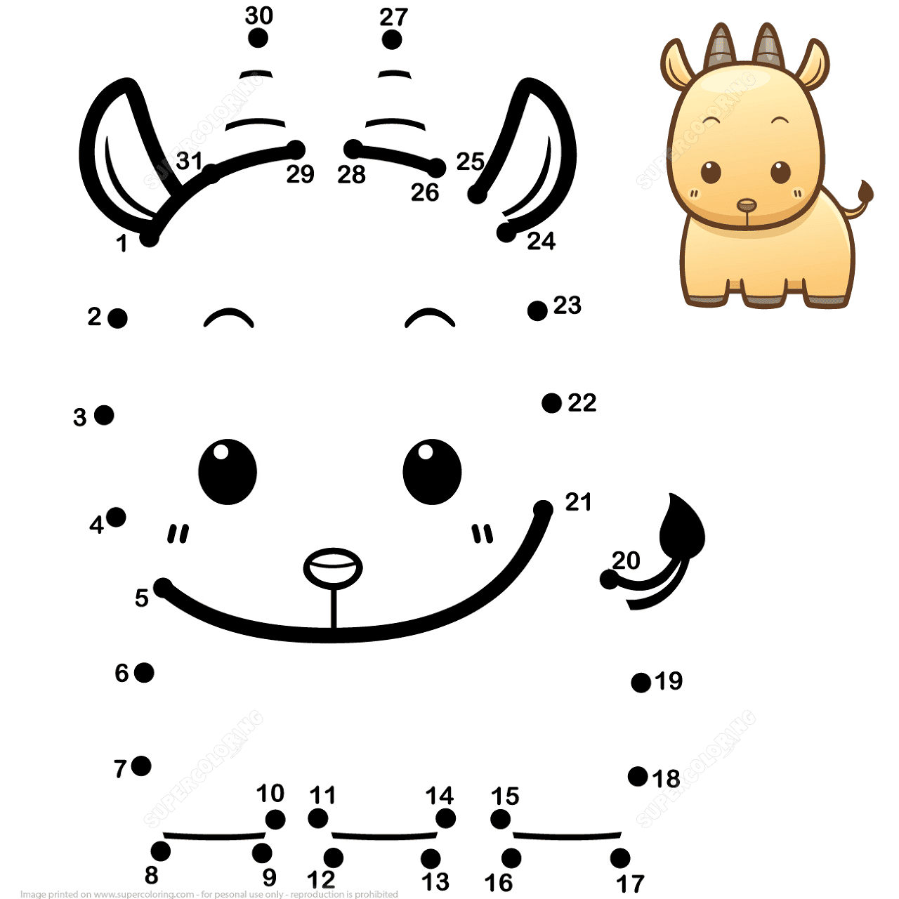 Desenho de Cabras para colorir e imprimir: número 24