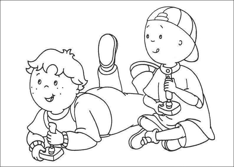 Desenho de Caillou para colorir e imprimir: número 3