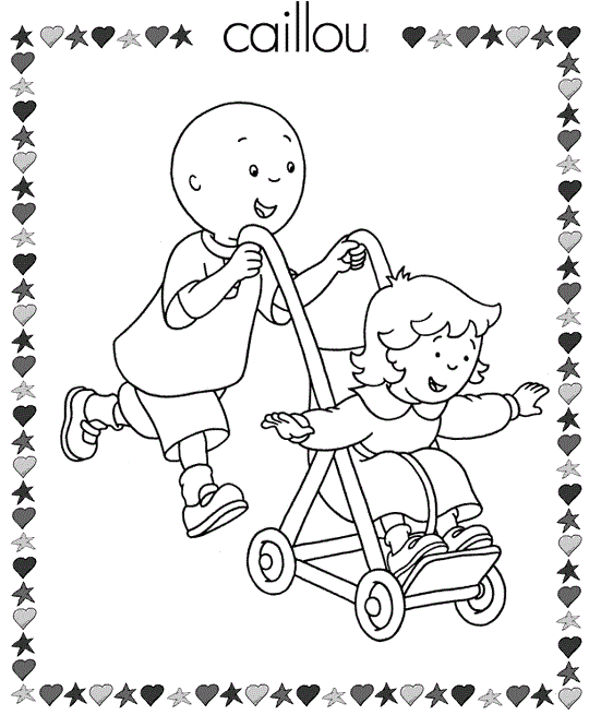 Desenho de Caillou para colorir e imprimir: número 4