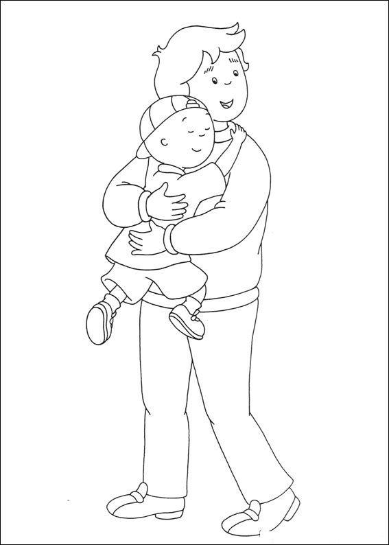 Desenho de Caillou para colorir e imprimir: número 5