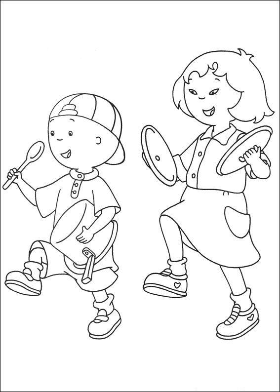 Desenho de Caillou para colorir e imprimir: número 6
