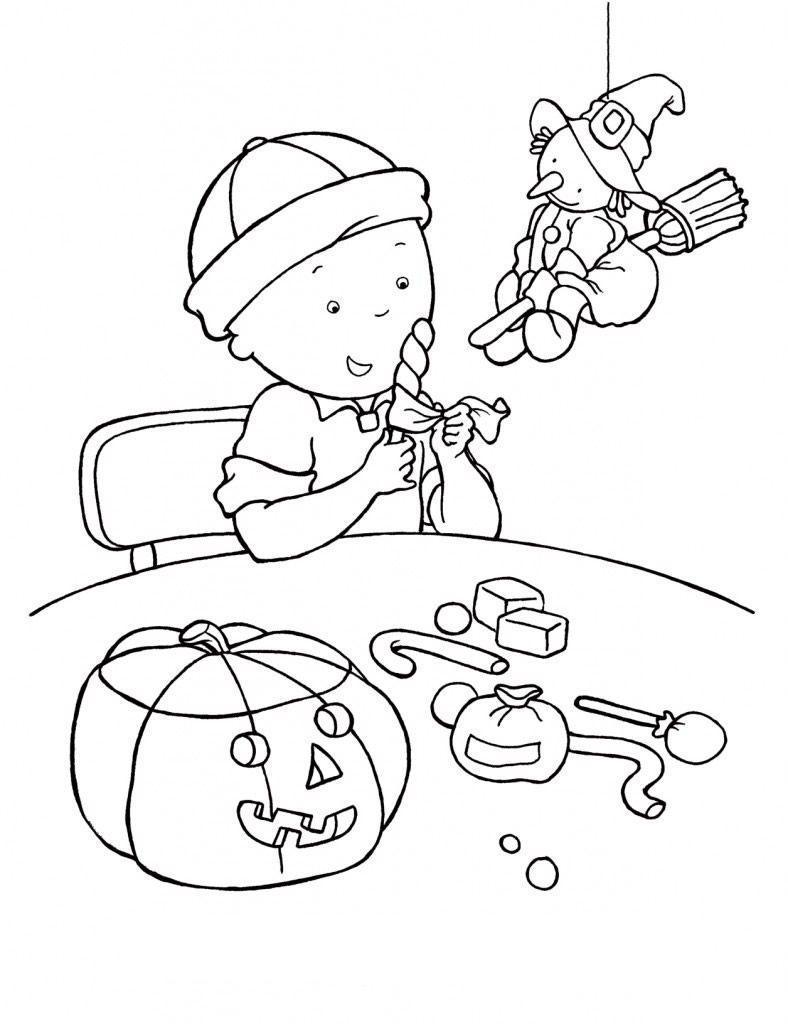 Desenho de Caillou para colorir e imprimir: número 7
