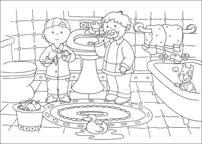 Desenho de Caillou para colorir e imprimir: número 8