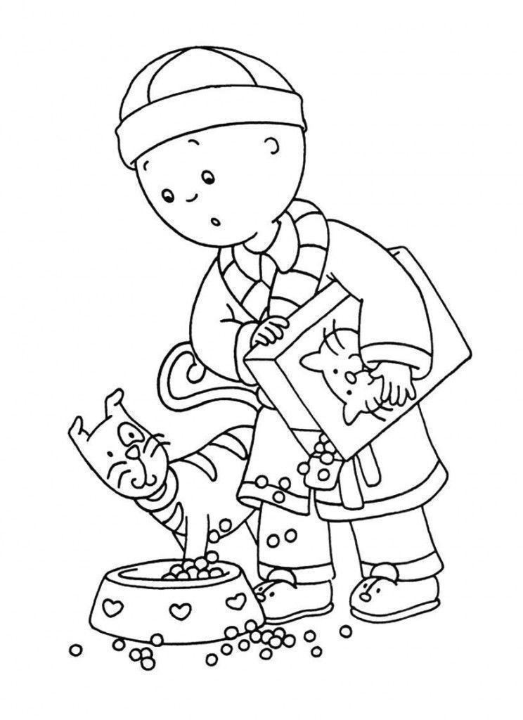 Desenho de Caillou para colorir e imprimir: número 16