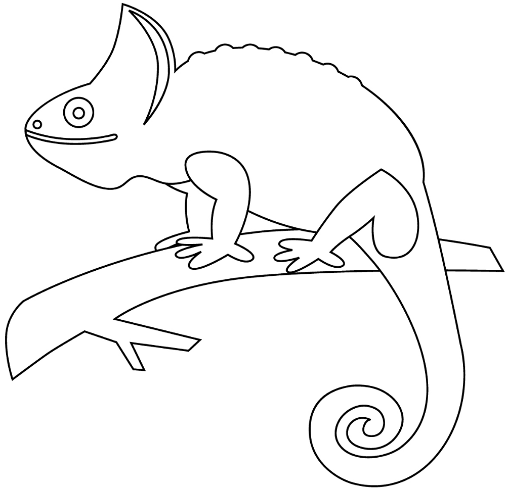 Desenho de Camaleão para colorir e imprimir: número 1