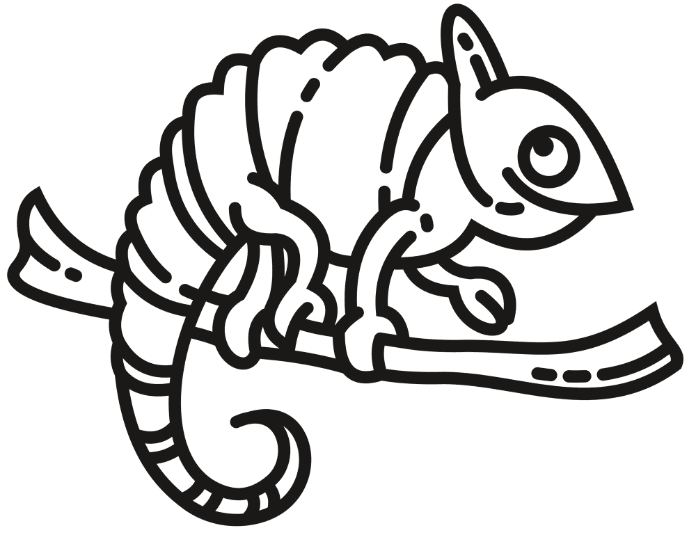Desenho de Camaleão para colorir e imprimir: número 2