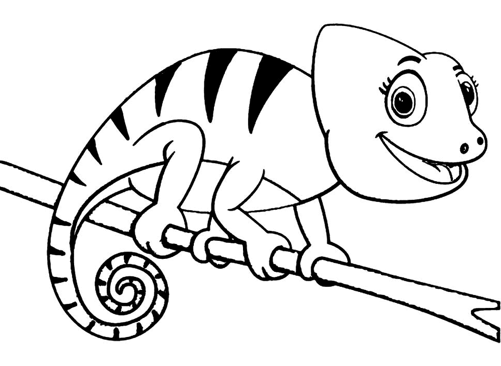 Desenho de Camaleão para colorir e imprimir: número 7
