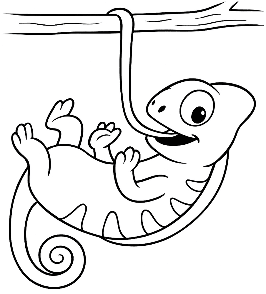 Desenho de Camaleão para colorir e imprimir: número 10