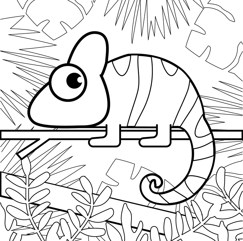 Desenho de Camaleão para colorir e imprimir: número 15