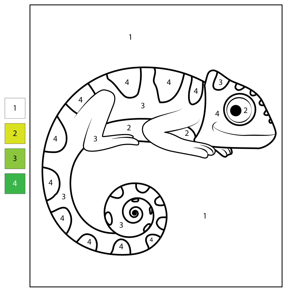 Desenho de Camaleão para colorir e imprimir: número 24