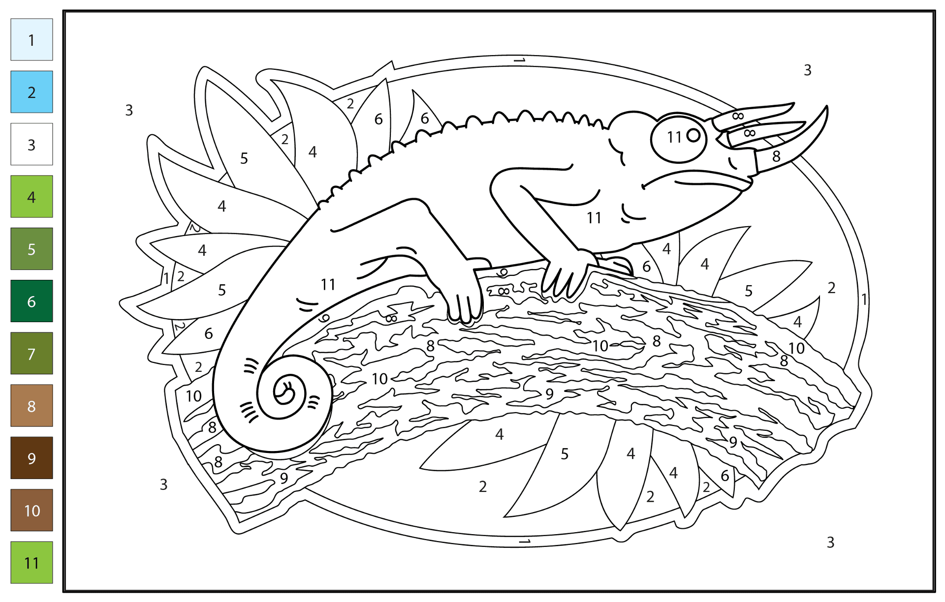 Desenho de Camaleão para colorir e imprimir: número 34