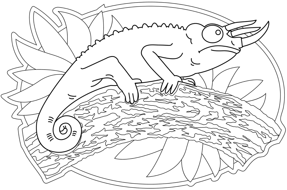Desenho de Camaleão para colorir e imprimir: número 35