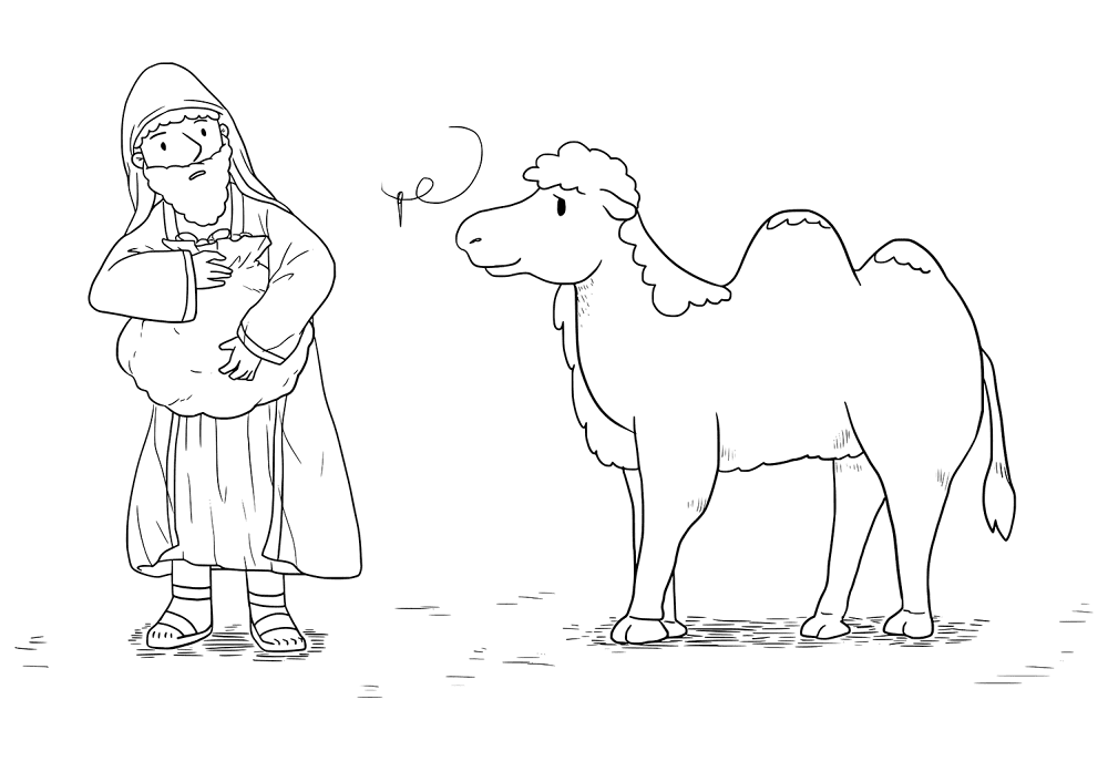 Desenho de Camelos para colorir e imprimir: número 1