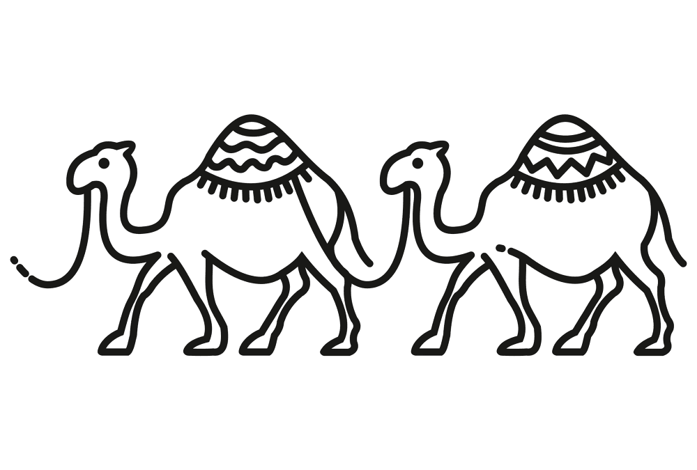 Desenho de Camelos para colorir e imprimir: número 3