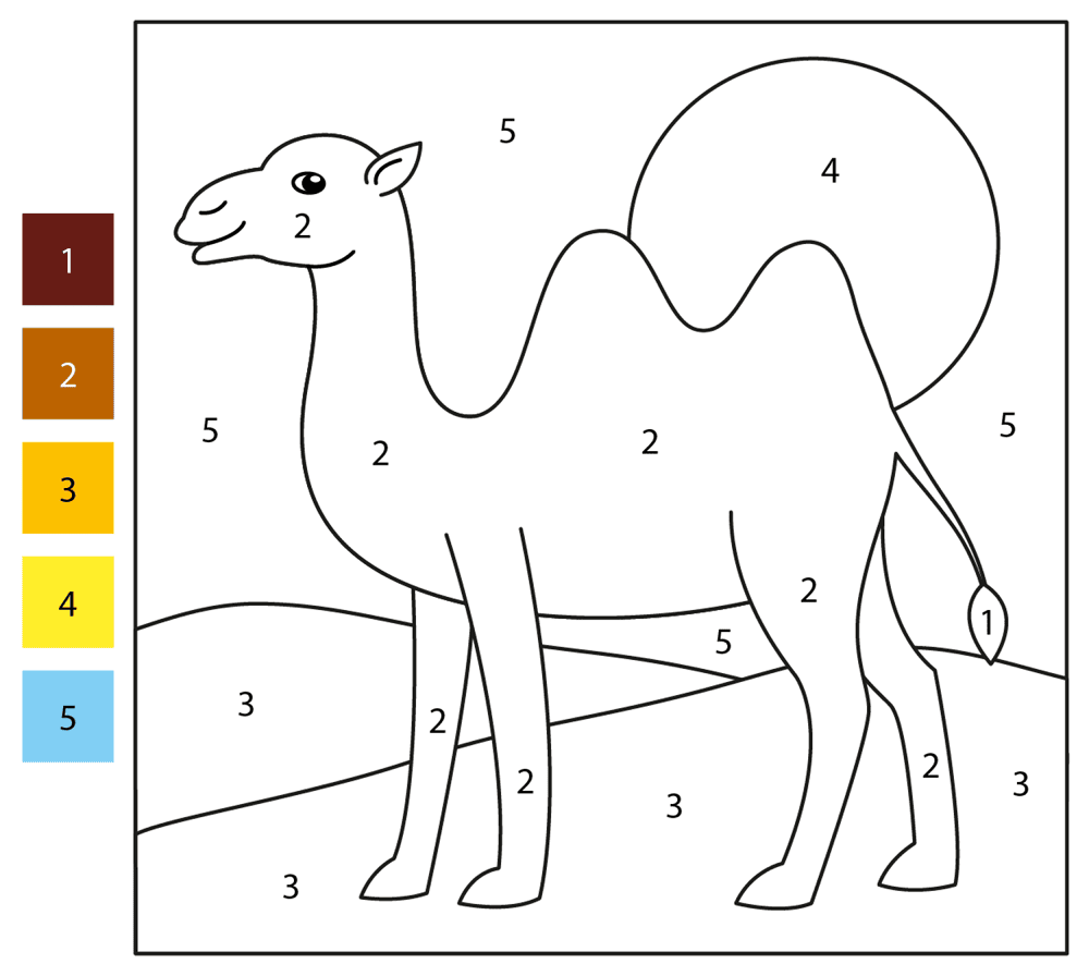 Desenho de Camelos para colorir e imprimir: número 16
