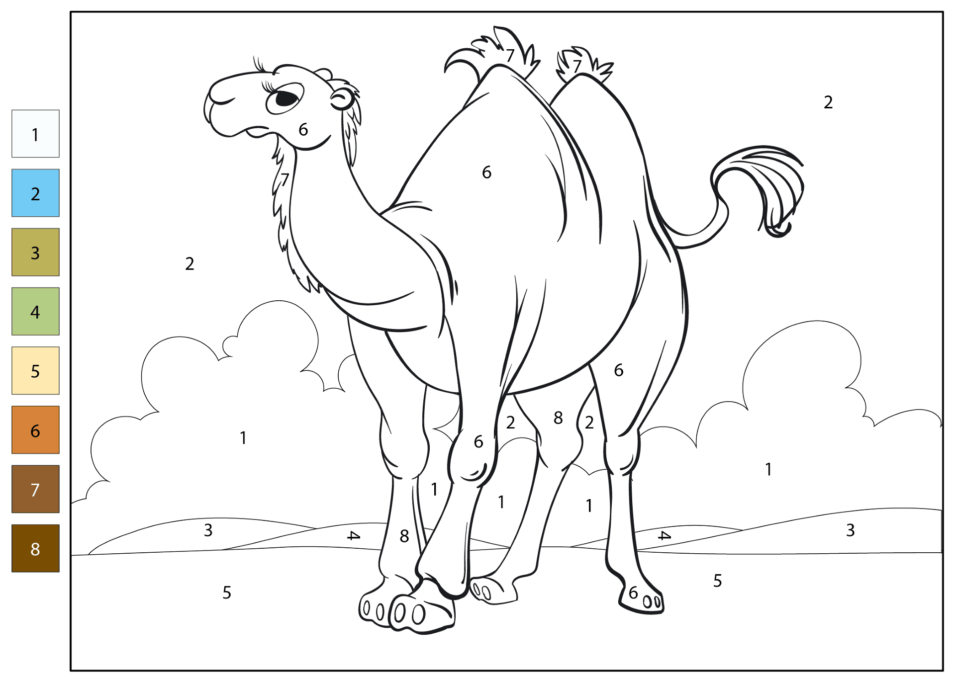 Desenho de Camelos para colorir e imprimir: número 18