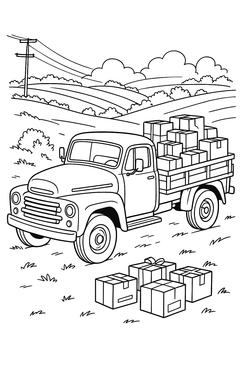 Desenho de Caminhoes para colorir e imprimir: número 17