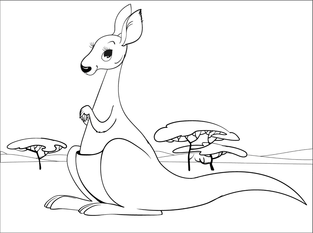 Desenho de Cangurus para colorir e imprimir: número 2