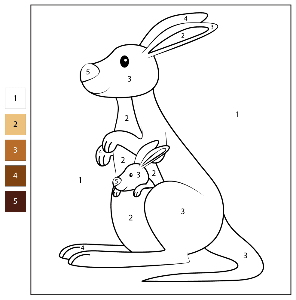 Desenho de Cangurus para colorir e imprimir: número 8