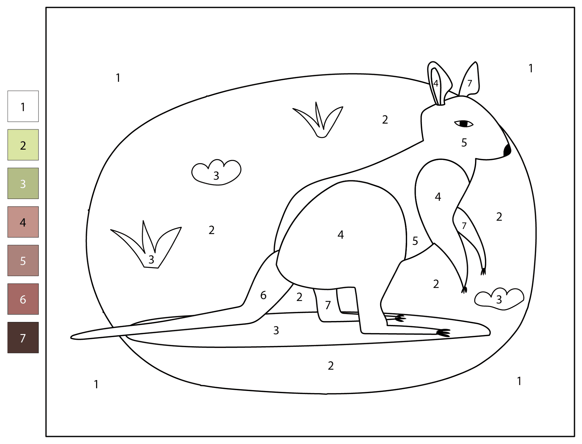 Desenho de Cangurus para colorir e imprimir: número 21