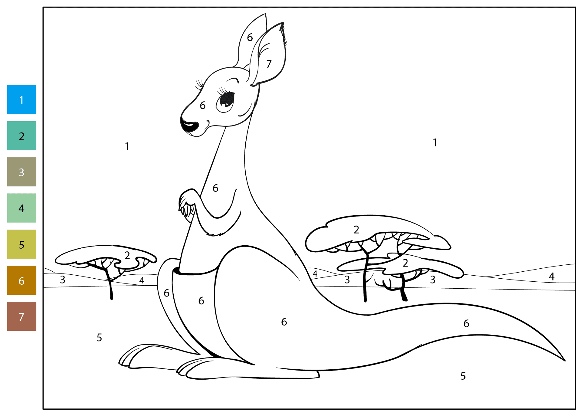 Desenho de Cangurus para colorir e imprimir: número 37