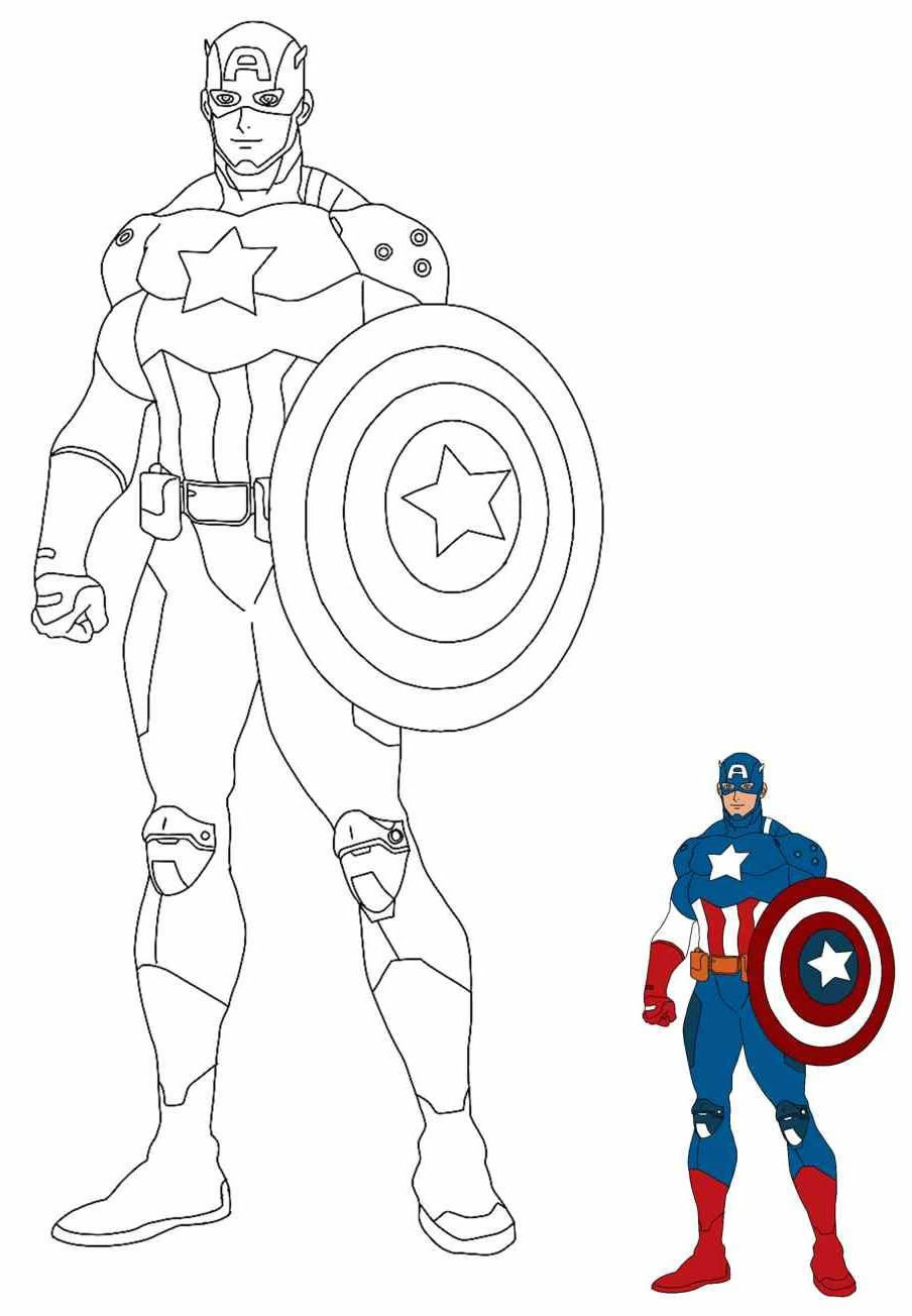 Desenho de Capitao America para colorir e imprimir: número 8
