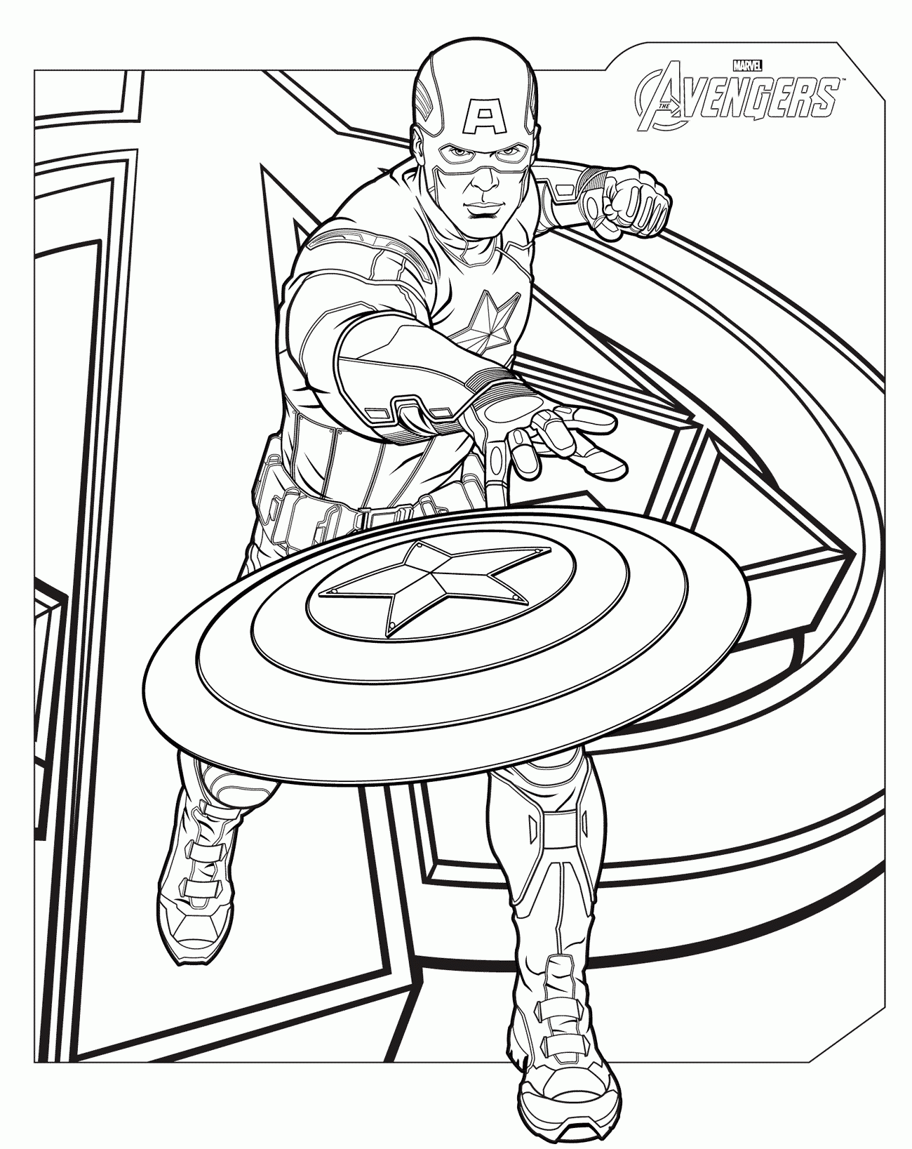 Desenho de Capitao America para colorir e imprimir: número 9