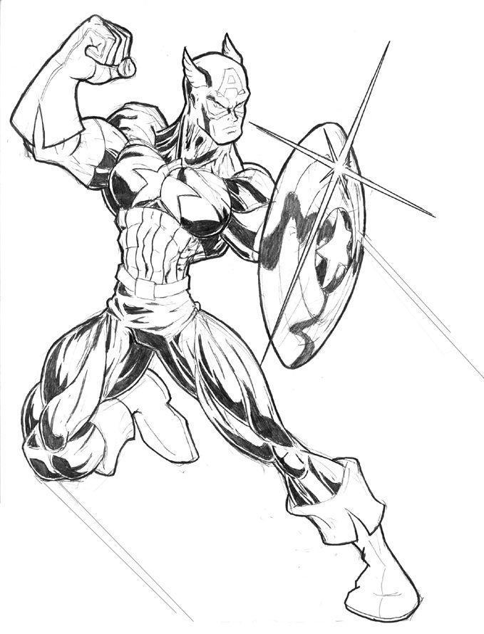 Desenho de Capitao America para colorir e imprimir: número 18