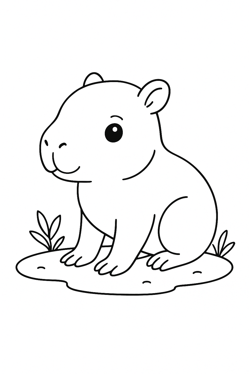 Desenho de Capivara para colorir e imprimir: número 2