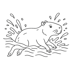 Desenho de Capivara para colorir e imprimir: número 5