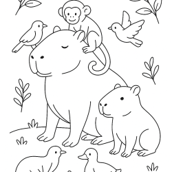 Desenho de Capivara para colorir e imprimir: número 7