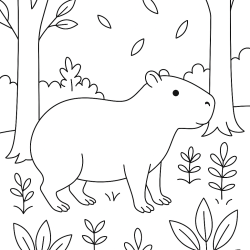 Desenho de Capivara para colorir e imprimir: número 9