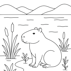 Desenho de Capivara para colorir e imprimir: número 14
