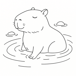 Desenho de Capivara para colorir e imprimir: número 17