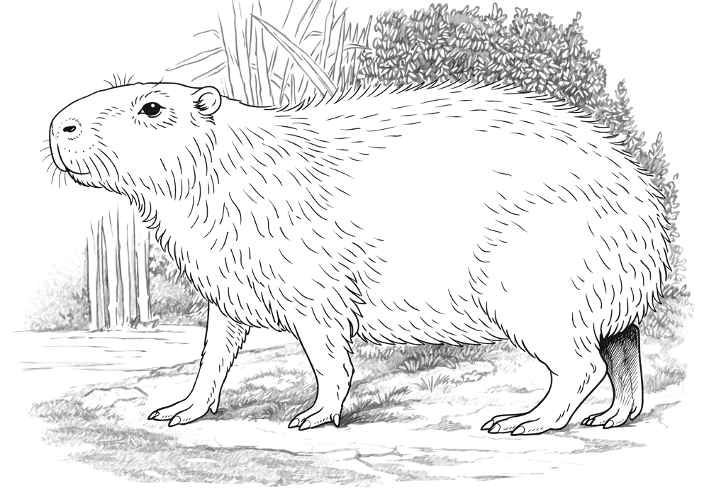 Desenho de Capivara para colorir e imprimir: número 28