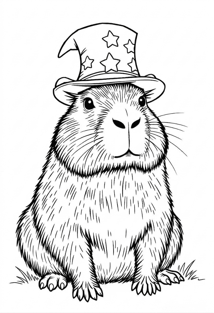 Desenho de Capivara para colorir e imprimir: número 48