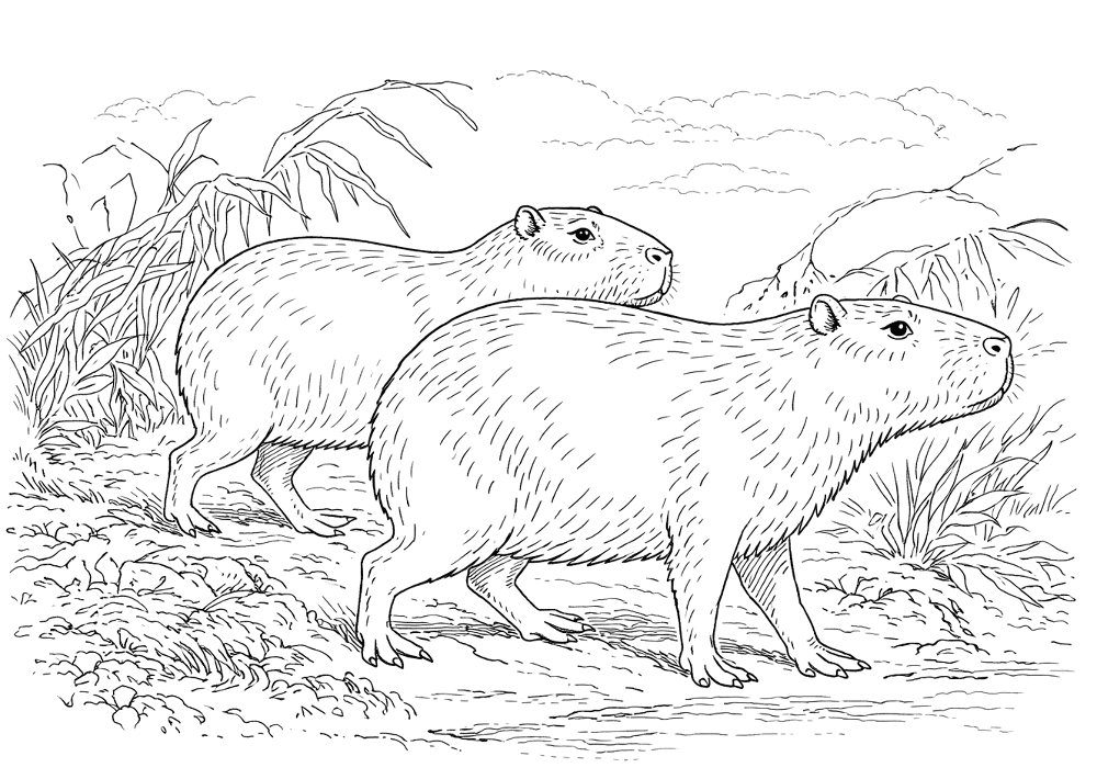 Desenho de Capivara para colorir