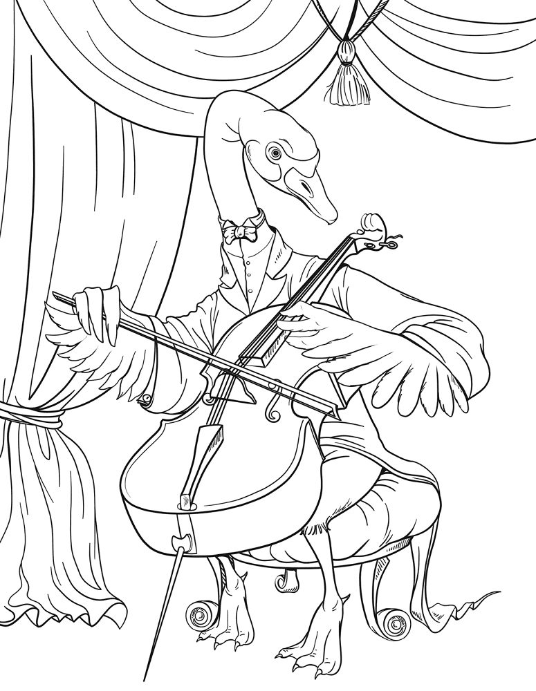 Desenho de Carnaval para colorir e imprimir: número 2