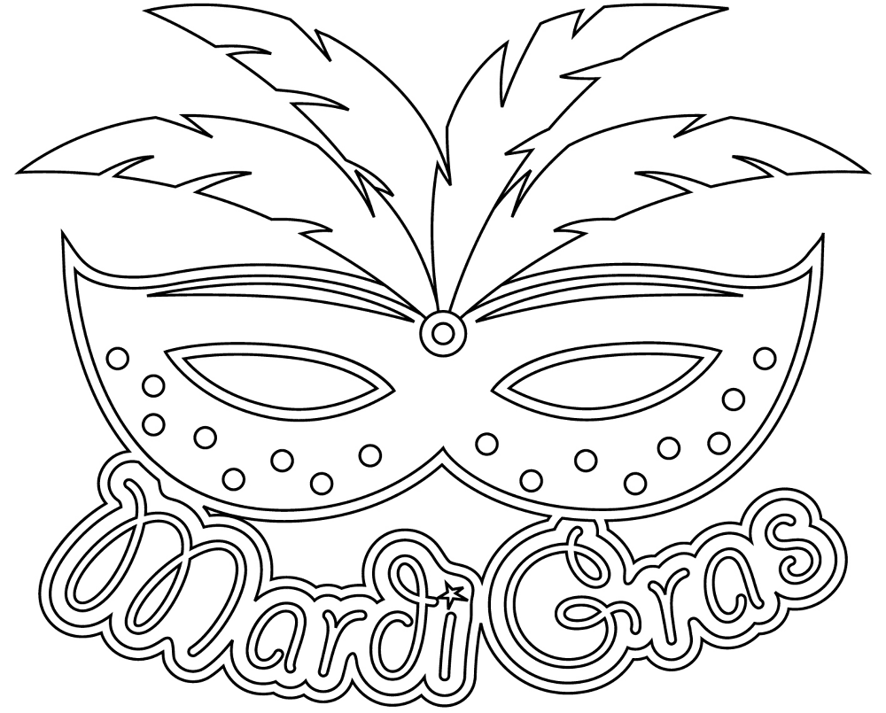 Desenho de Carnaval para colorir e imprimir: número 4