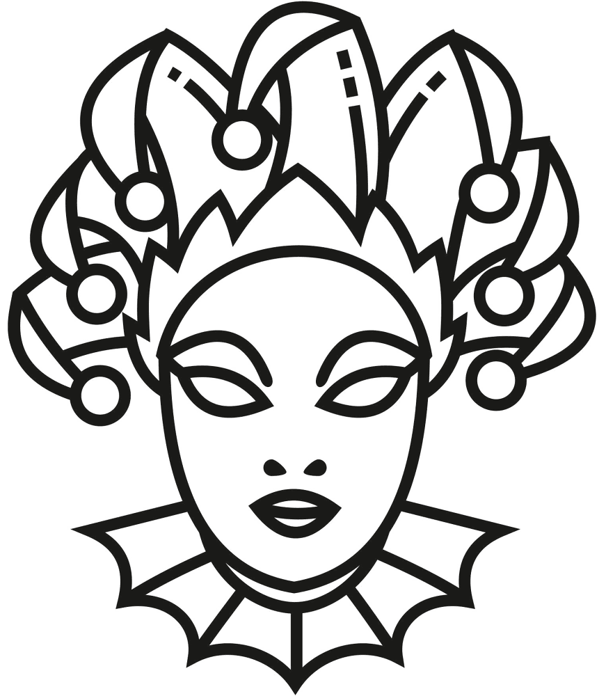 Desenho de Carnaval para colorir e imprimir: número 5