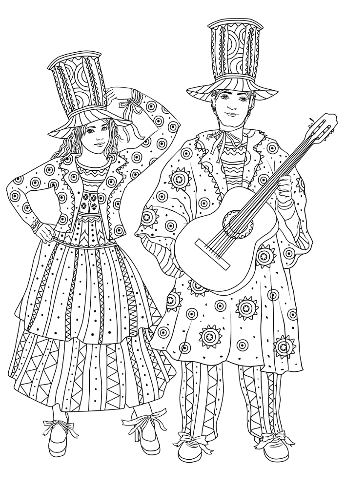 Desenho de Carnaval para colorir e imprimir: número 12