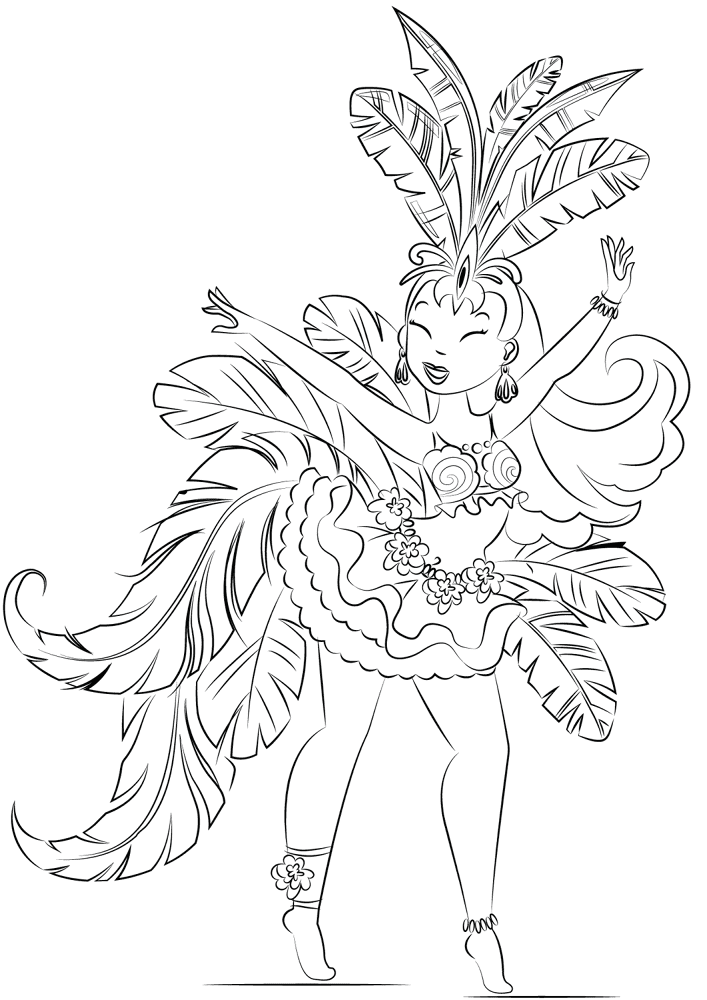 Desenho de Carnaval para colorir e imprimir: número 13
