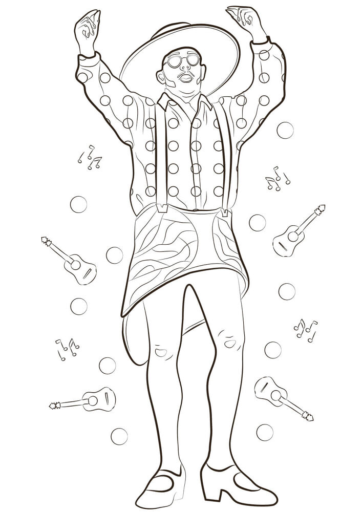 Desenho de Carnaval para colorir e imprimir: número 16