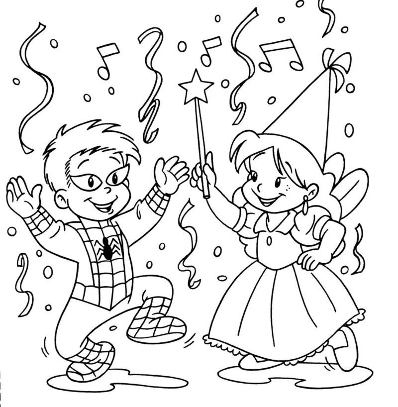 Desenho de Carnaval para colorir e imprimir: número 17