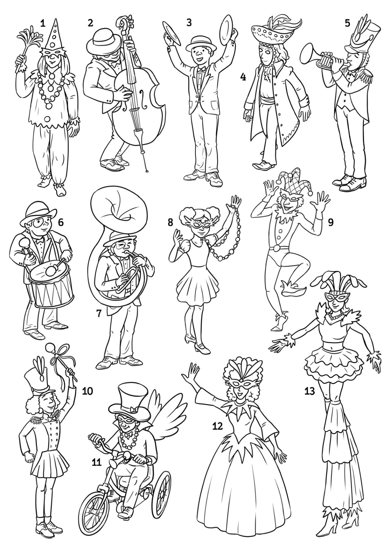Desenho de Carnaval para colorir