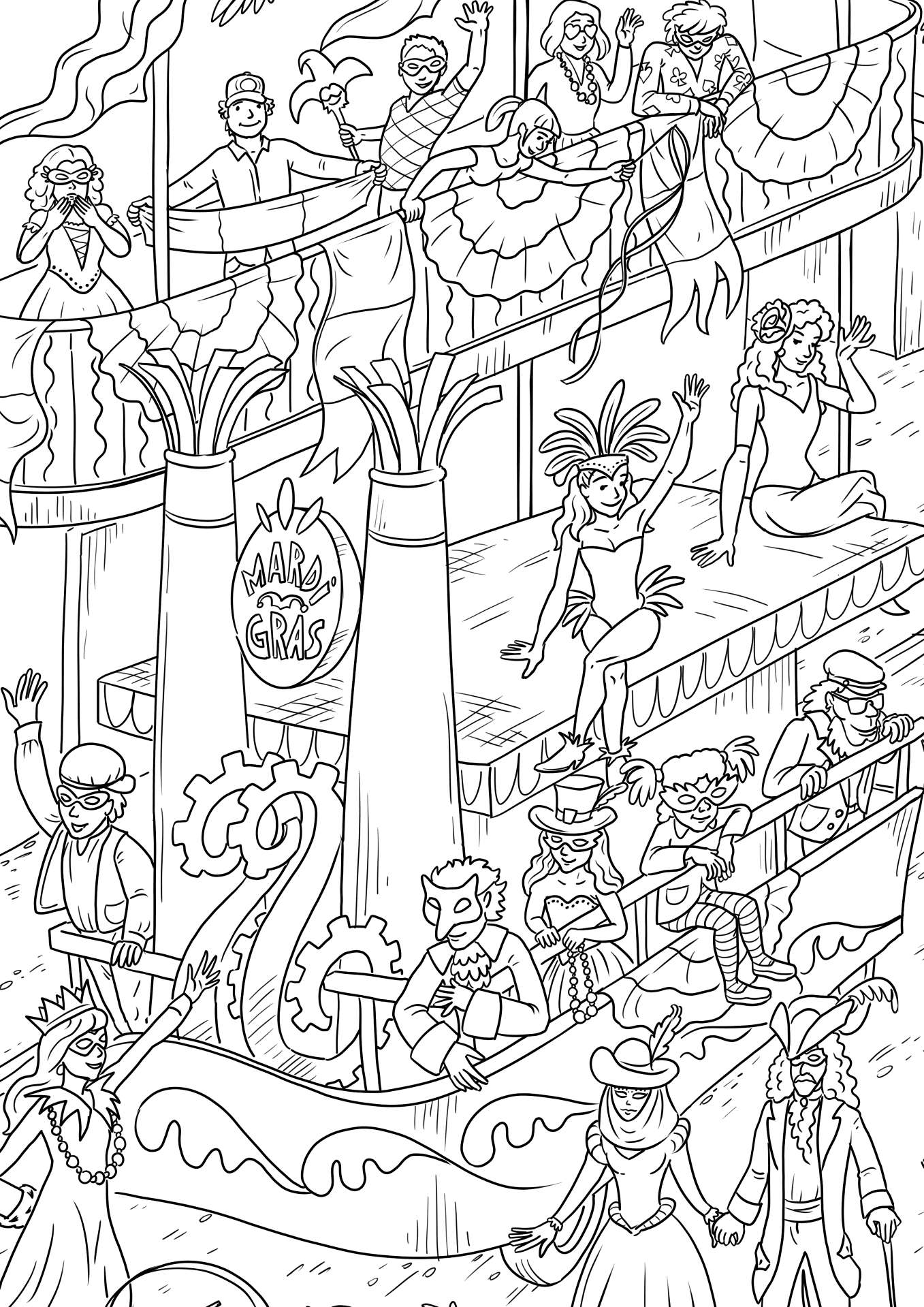 Desenho de Carnaval para colorir